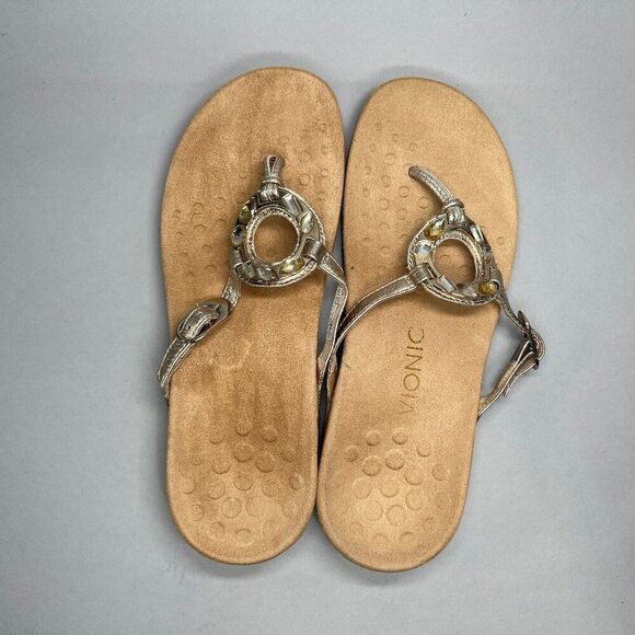 Vionic Ricci Sandals Women's Size 7 Metallic Jeweled Comfort Orthotic Flip Flops - Picture 7 of 11